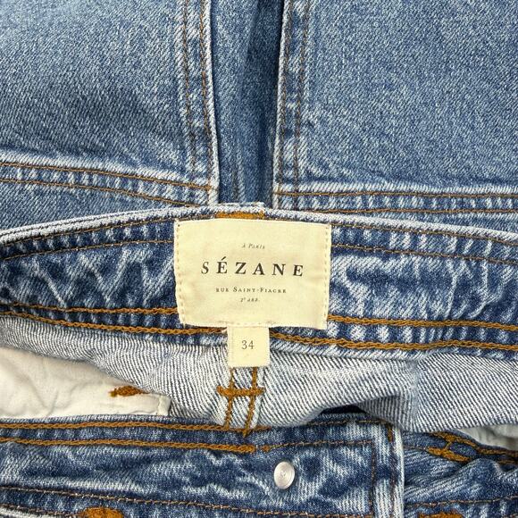 SEZANE Pantalon Droit Justin Straight Leg Jean Size 24 Blue - Picture 7 of 12
